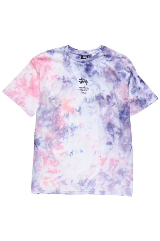 Stussy Womens Cities Tie Dye Relaxed T Shirt Pink - HBEKN0182